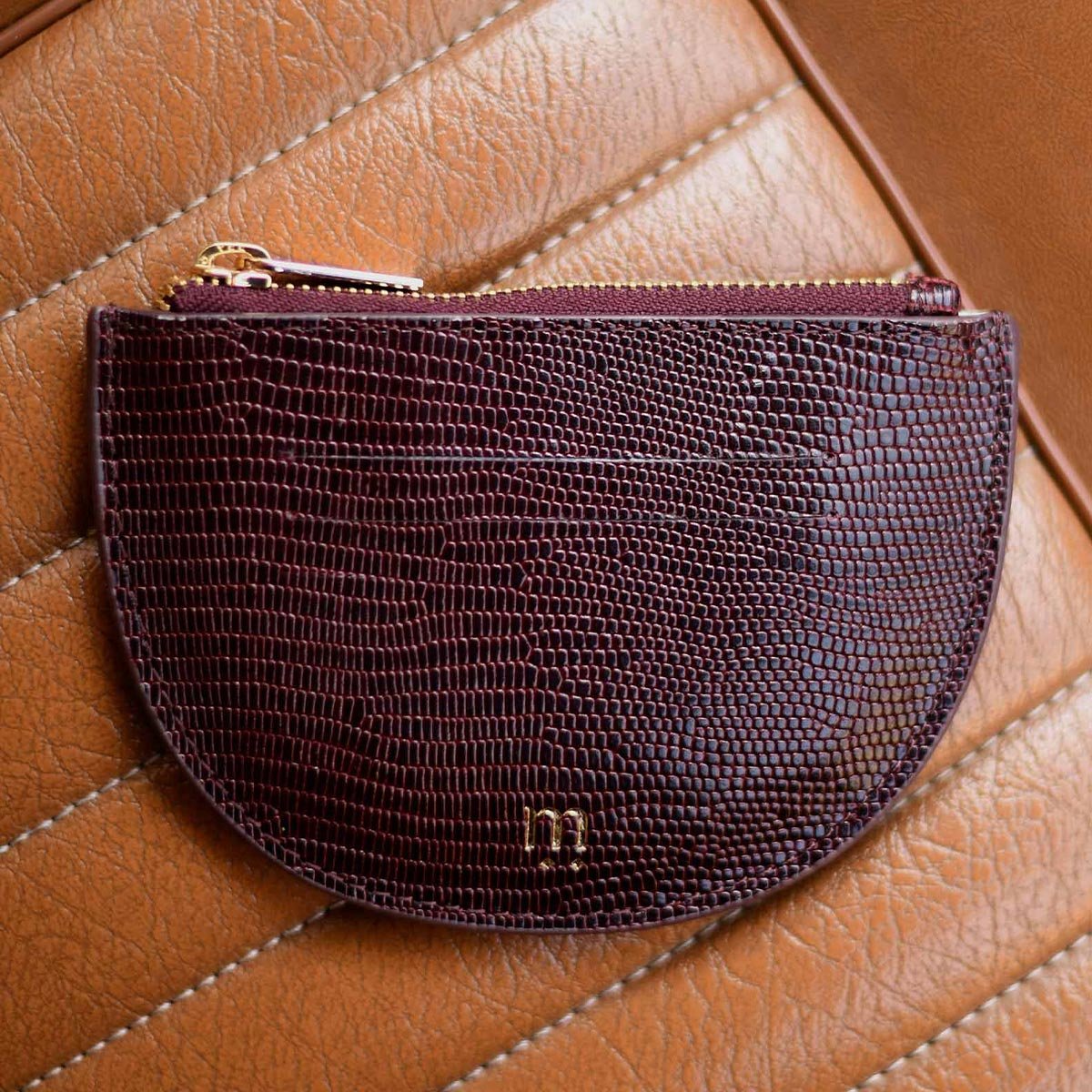 Porte-monnaie Simone Maradji – Demi-lune en cuir véritable, labellisé Oeko-Tex, fabriqué artisanalement en Inde