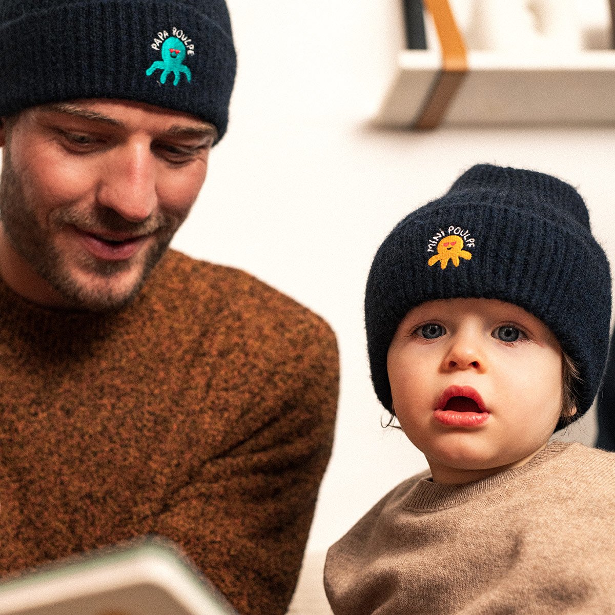 Affaire De Famille - Bonnet Mini Poulpe Affaire de famille - Bleu marine brodé - Coton & laine - Made in France - 6 ans - 6 ans