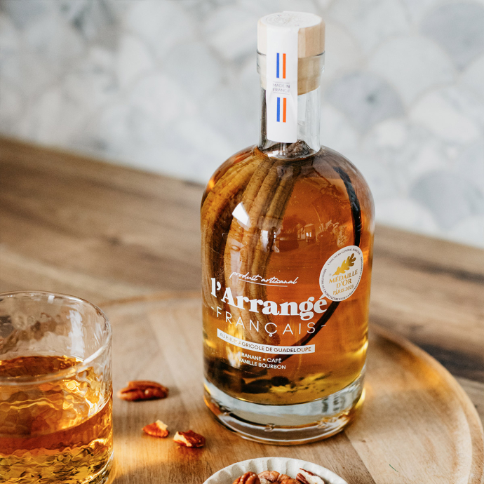 Rhum arrangé L'Arrangé Français – Artisanaux, peu sucrés, 100% naturels – Fabrication française 70cl 30%