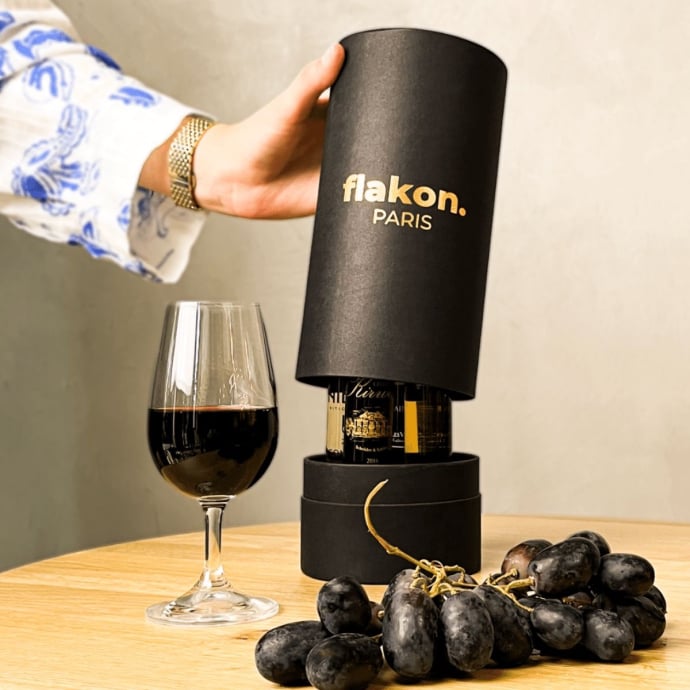 Coffret grands vins du monde Flakon – 4 flacons 100ml – Dégustation immersive avec vidéos & fiches expertes