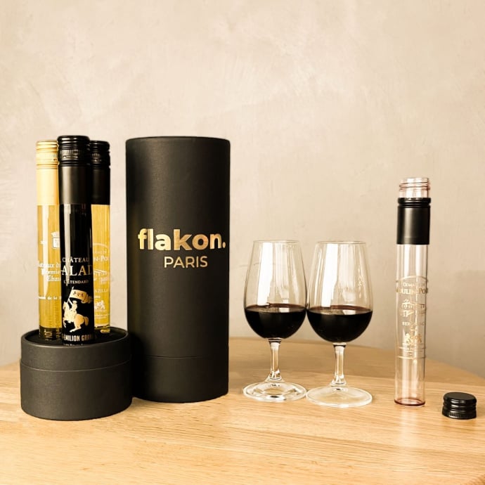 Coffret grands vins du monde Flakon – 4 flacons 100ml – Dégustation immersive avec vidéos & fiches expertes