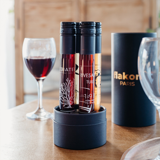 Coffret dégustation de 4 vins insolites – Flakon, flacons 100 ml de vins rares (muté, glace, orange, rouge) pour expérience œnol