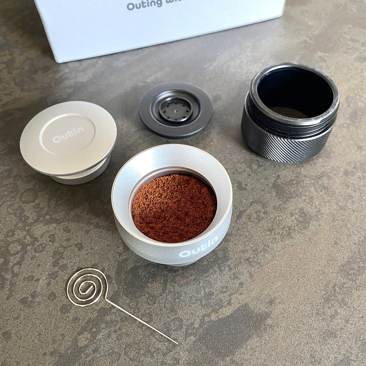 Extension Outin double expresso – Accessoire pour machine à café portable, double dose, café moulu & capsules