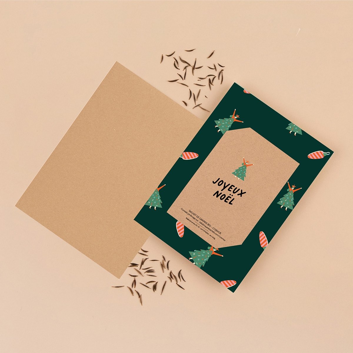 Carte de vœux à planter Joyeux Noël La fabrique à sachets – Message festif + sachet de graines, éco-friendly & original