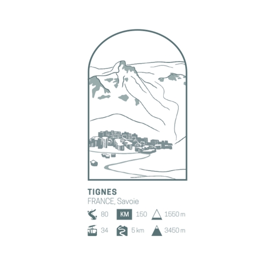 Affiche stations de ski mythiques Affiches & chips – 35 destinations légendaires, papier recyclé, 50x70 cm