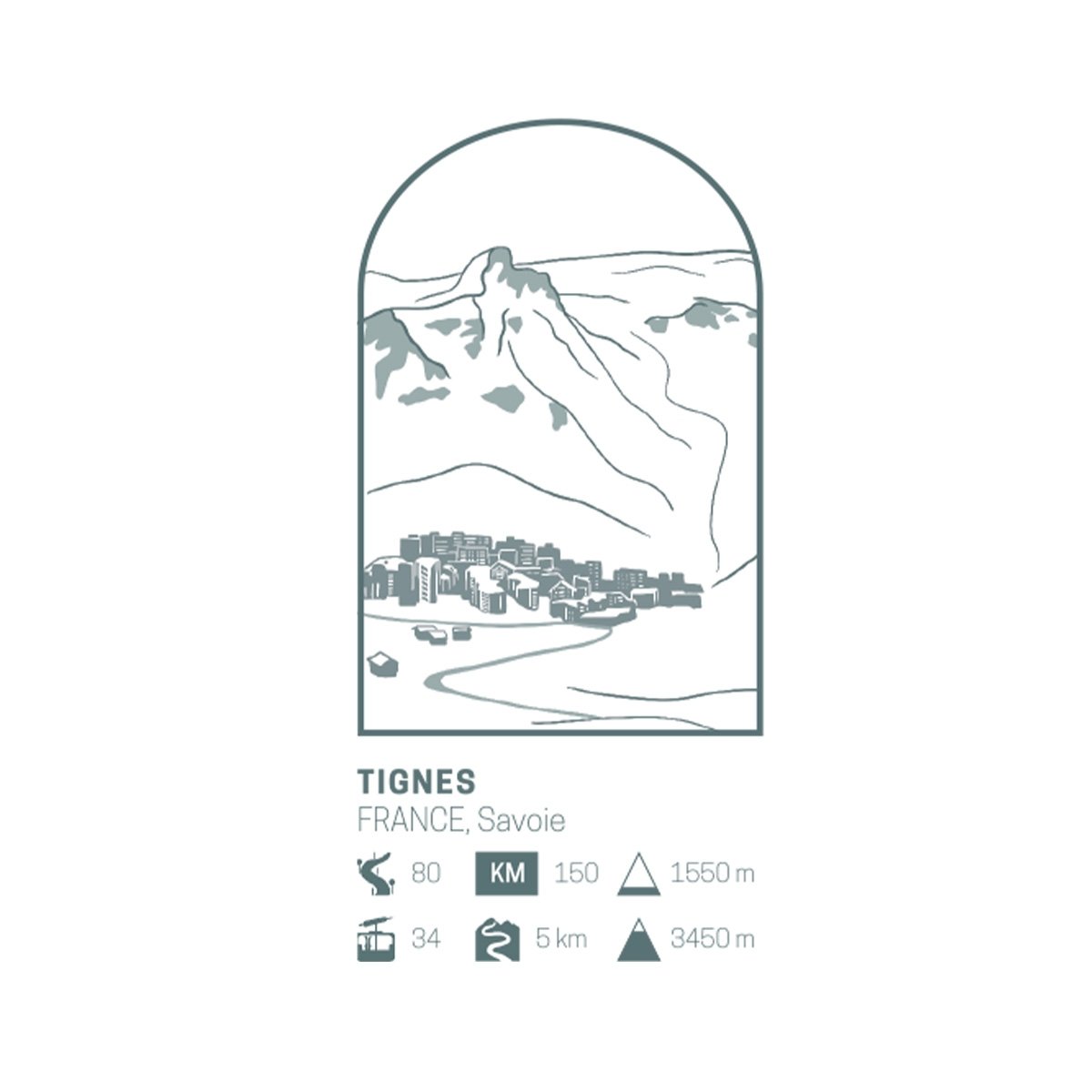 Affiche stations de ski mythiques Affiches & chips – 35 destinations légendaires, papier recyclé, 50x70 cm