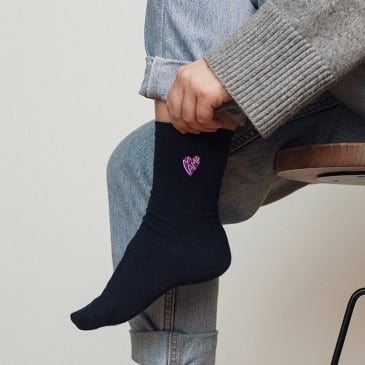 Chaussettes brodées Coeur Mama