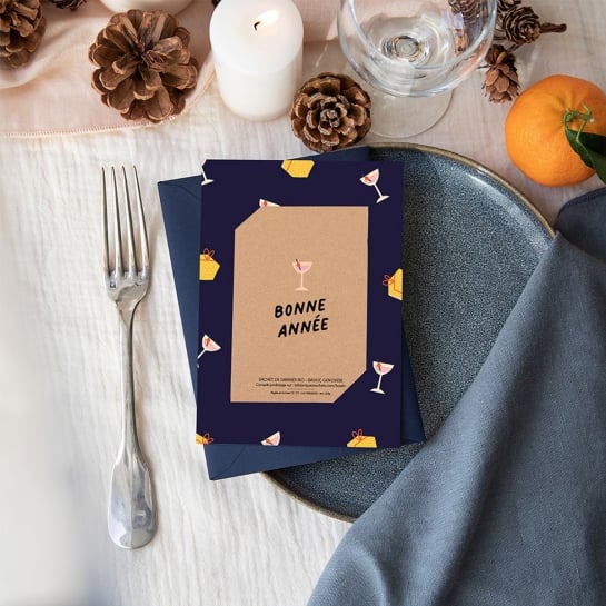 Carte de voeux à planter 'Bonne année' La fabrique à sachets – Carte festive avec sachet de graines à planter, cadeau original e