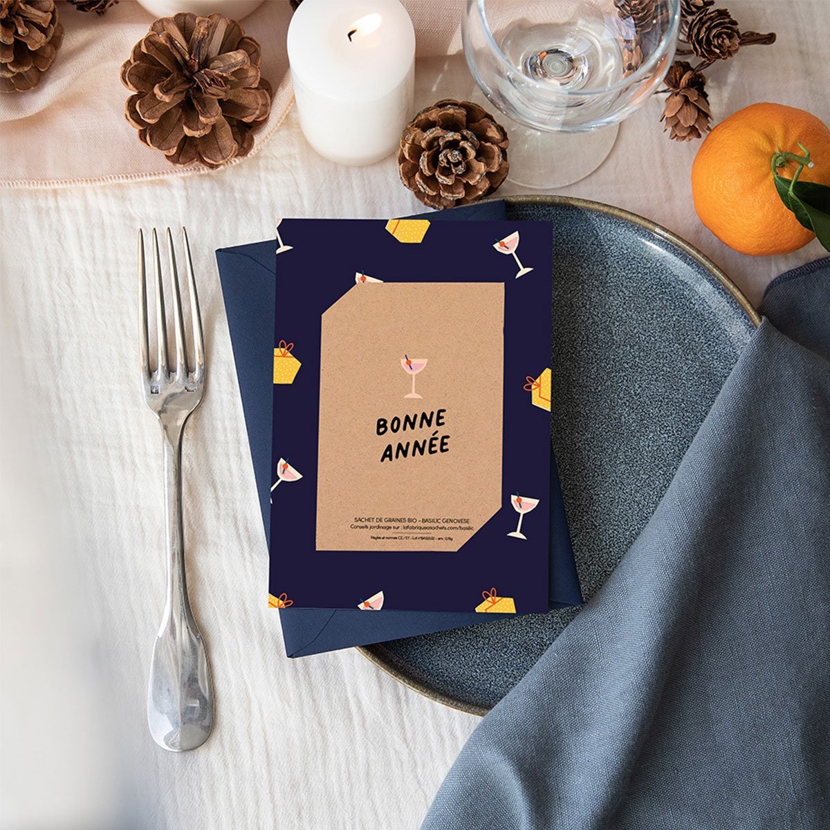 Carte de voeux à planter 'Bonne année' La fabrique à sachets – Carte festive avec sachet de graines à planter, cadeau original e