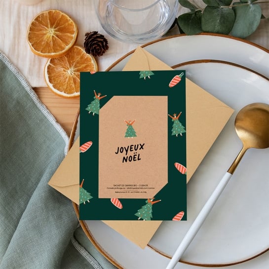 Carte de vœux à planter Joyeux Noël La fabrique à sachets – Message festif + sachet de graines, éco-friendly & original
