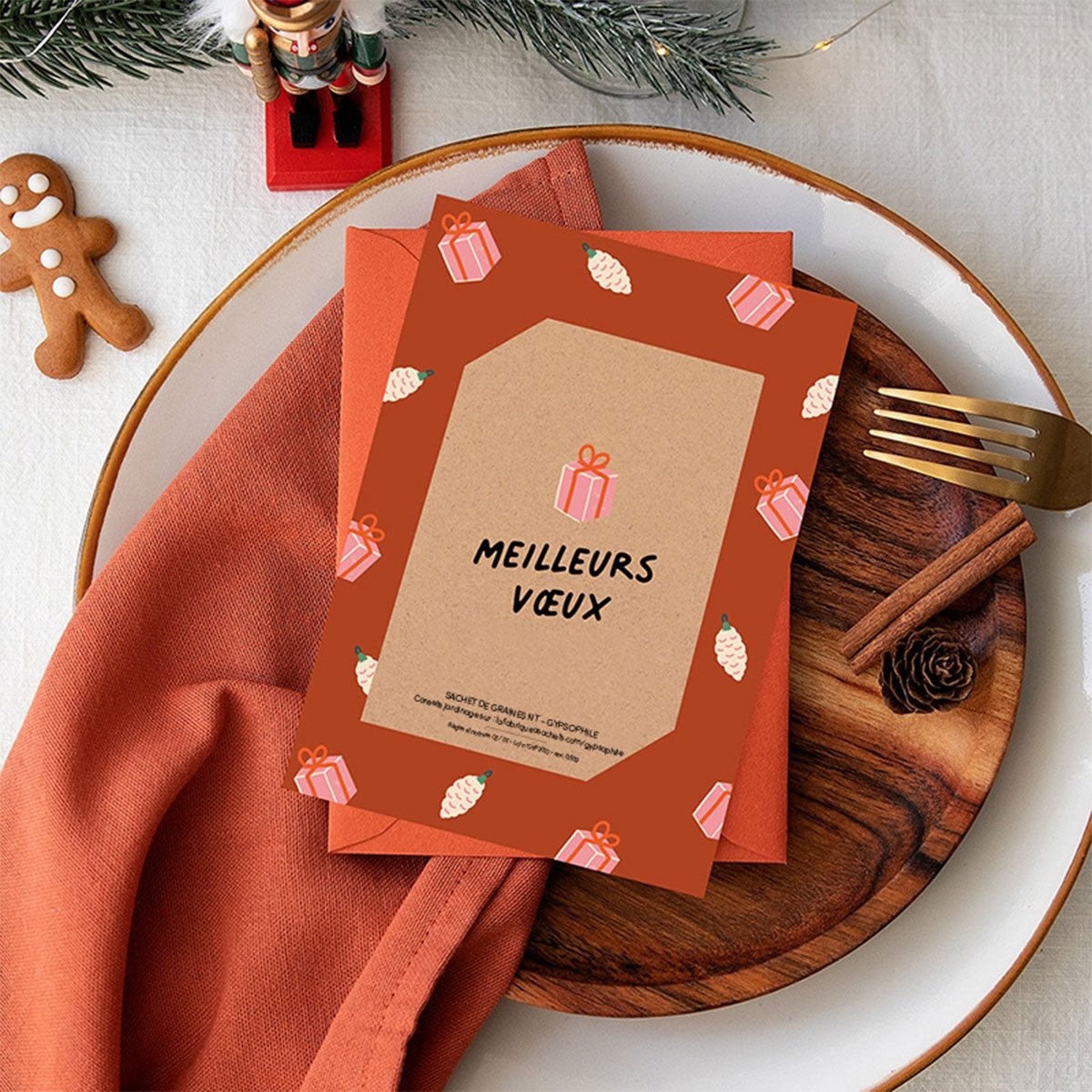 Carte à planter 'Meilleurs vœux' La fabrique à sachets – Carte de vœux festive avec sachet de graines, cadeau original et durabl