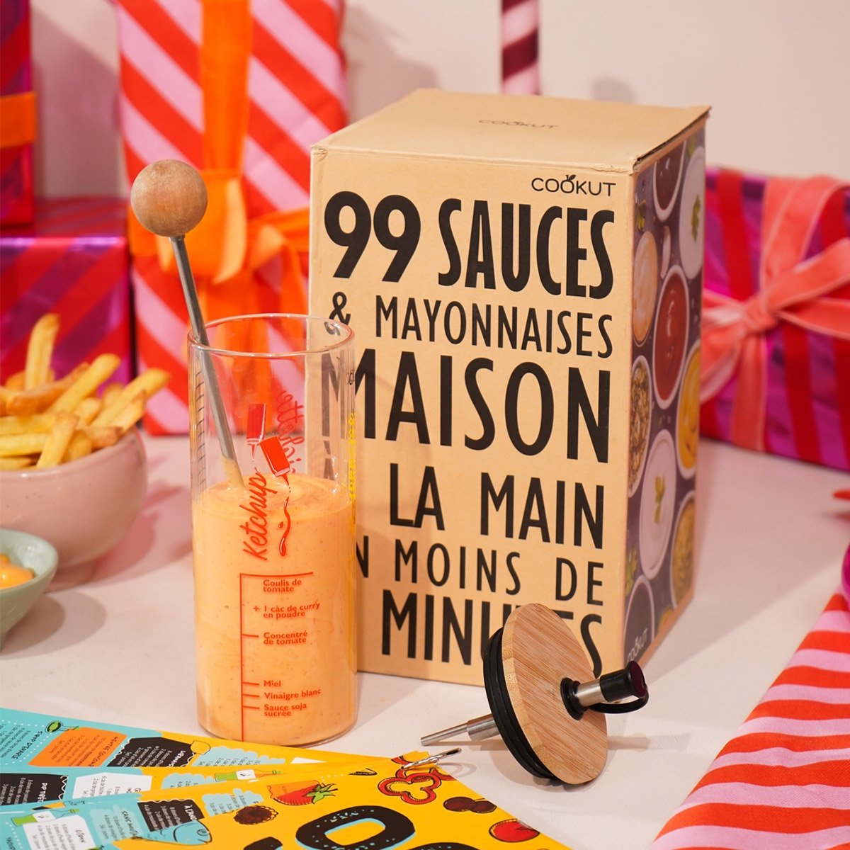 Kit 99 sauces inratables - Shaker gradué, fouet émulsion et livret de recettes - Préparez vos sauces maison