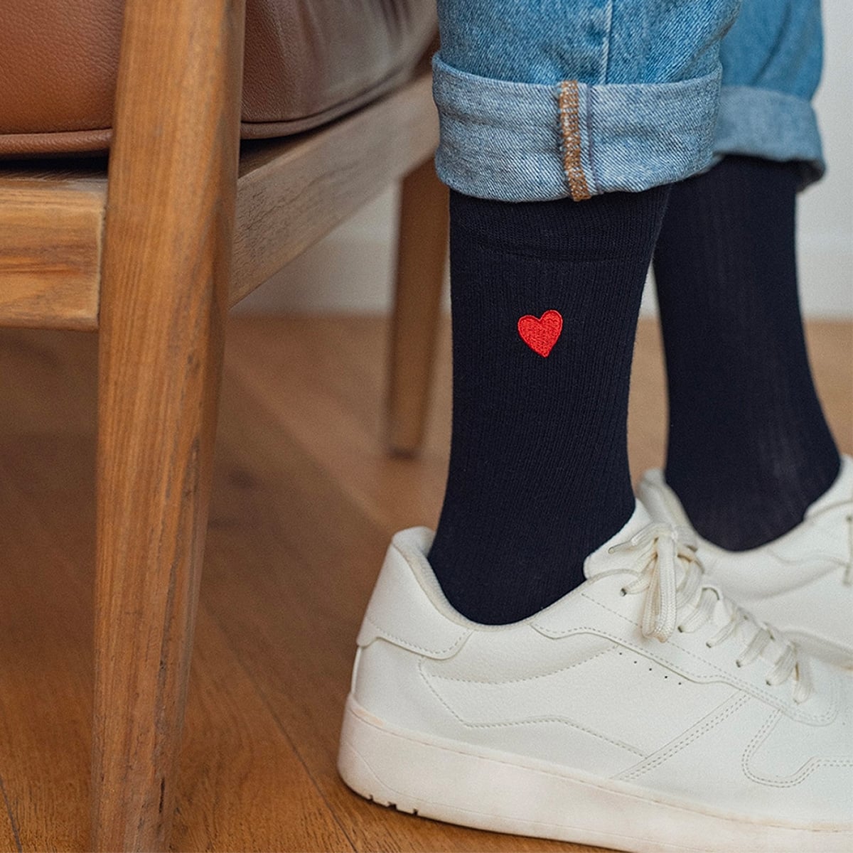 Chaussettes brodées Mouette