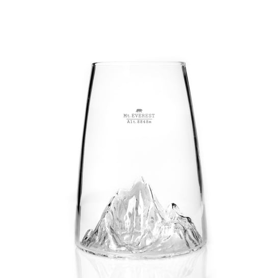 Grand verre Topographic Montagne - Alaskan Maker - Verre cristallin soufflé à la main - Relief topographique gravé - 450 ml
