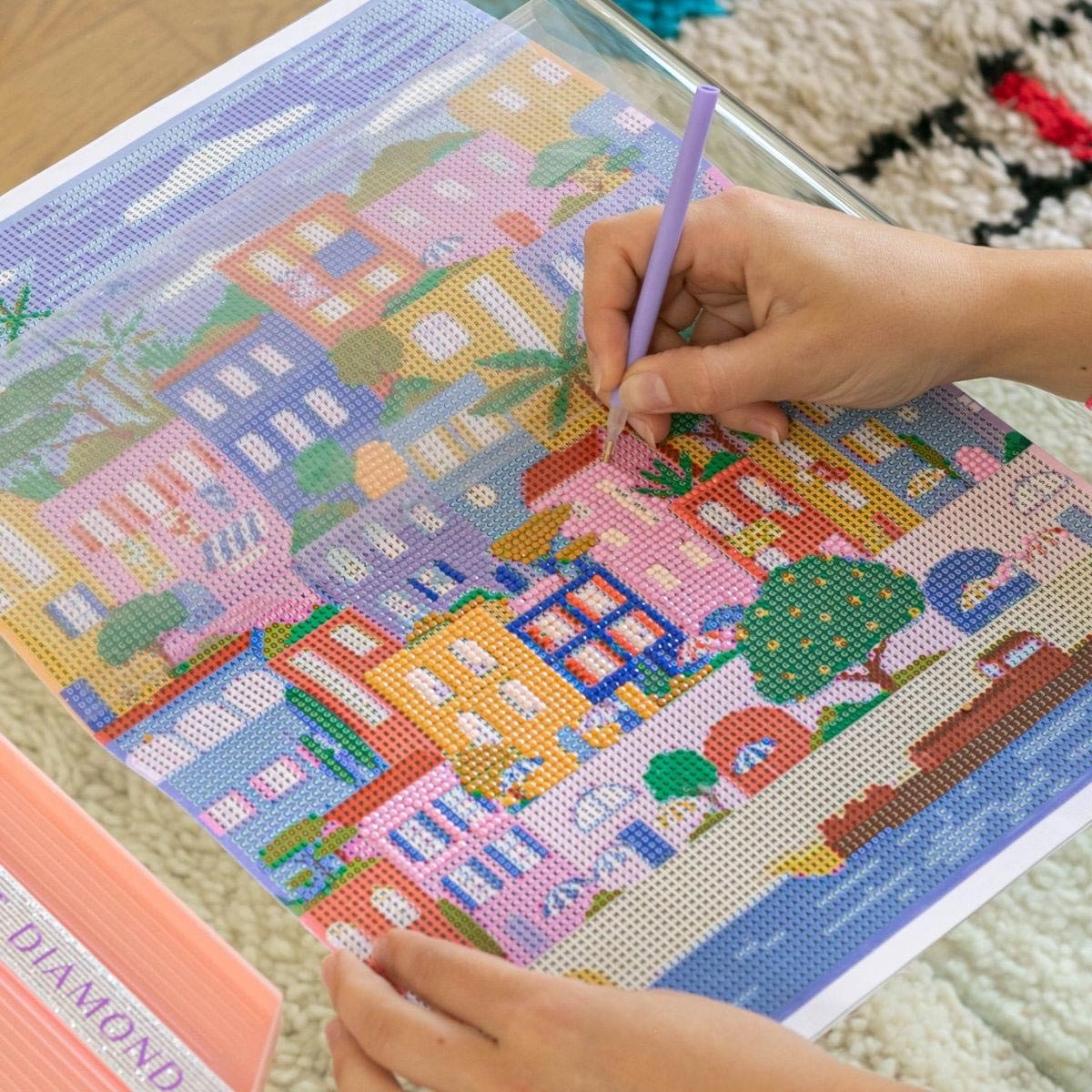 Kit diamond painting La petite épicerie – Kit de diamond painting complet, activité créative relaxante pour créer une mosaïque l