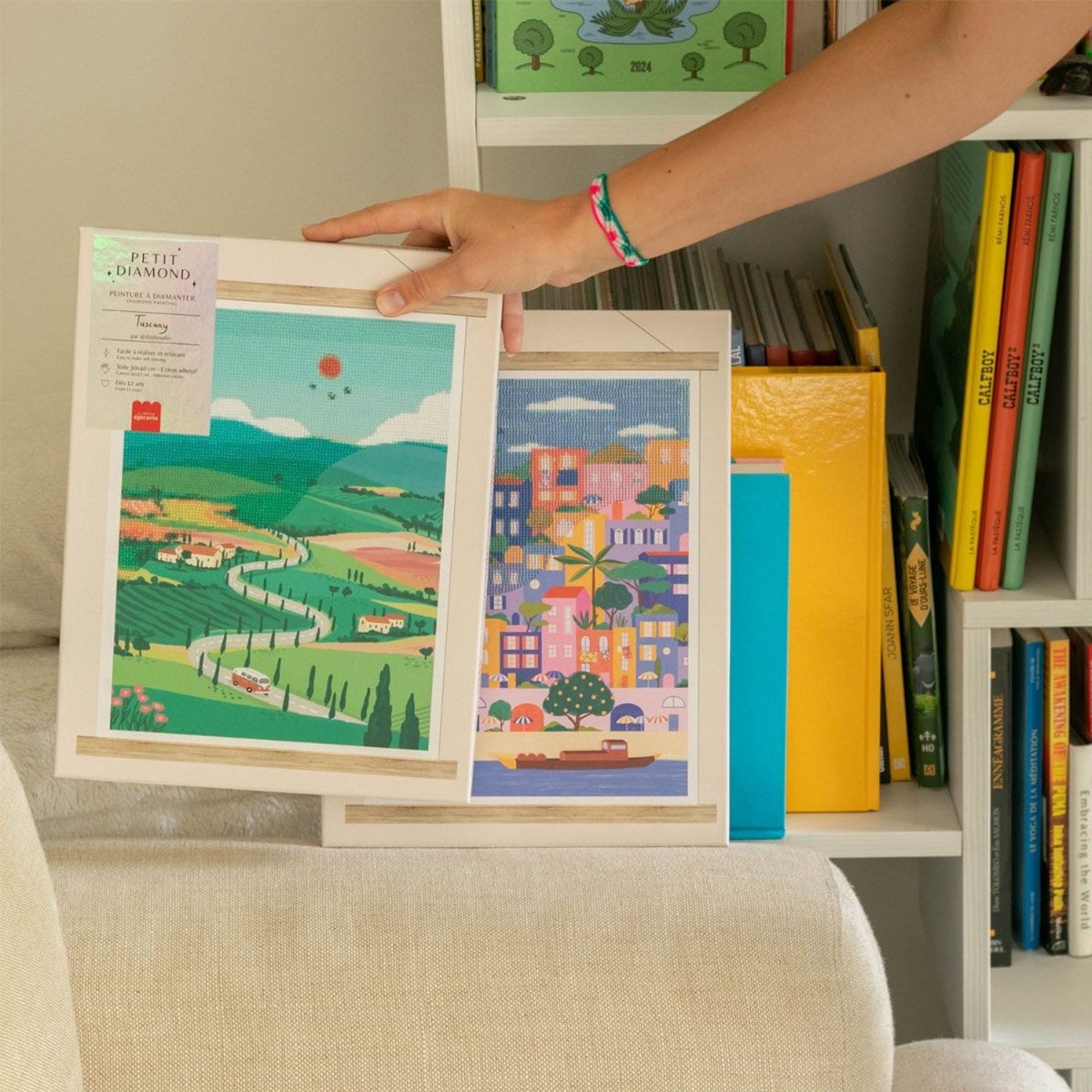 Kit diamond painting La petite épicerie – Kit de diamond painting complet, activité créative relaxante pour créer une mosaïque l