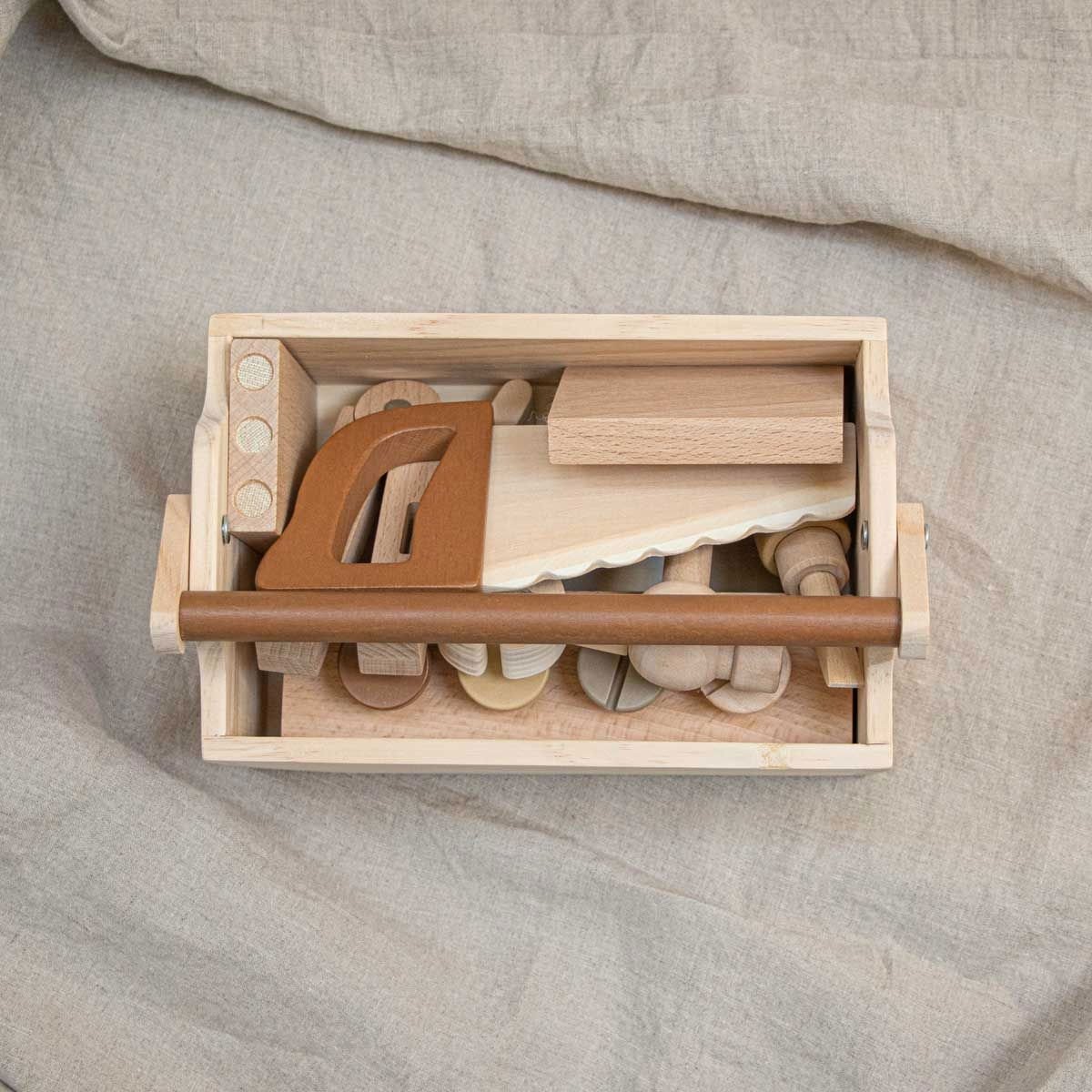 Boîte à Outils en Bois Konges Slojd - Jouet d'Imitation | 13 Pièces Incluses - Certifié FSC