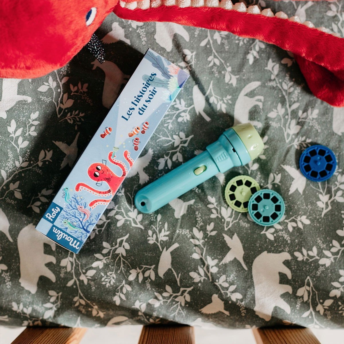 Lampe à Histoires Moulin Roty - Projecteur d'Images Enfant | 3 Disques Inclus - Rituels du Soir Magiques