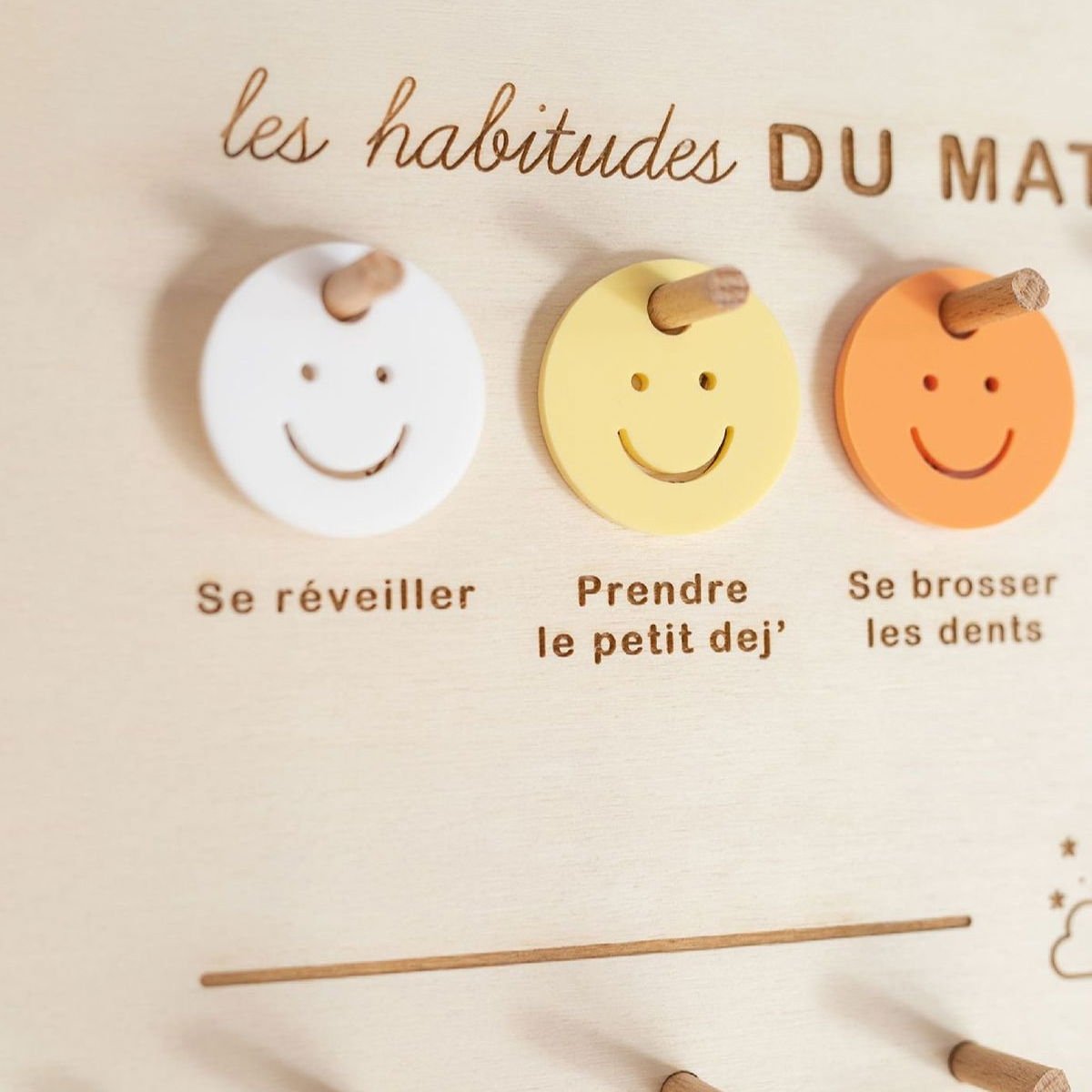 Tableau des Routines Enfant - Organisation Matin & Soir | Méthode Montessori - Bois Fait Main en France