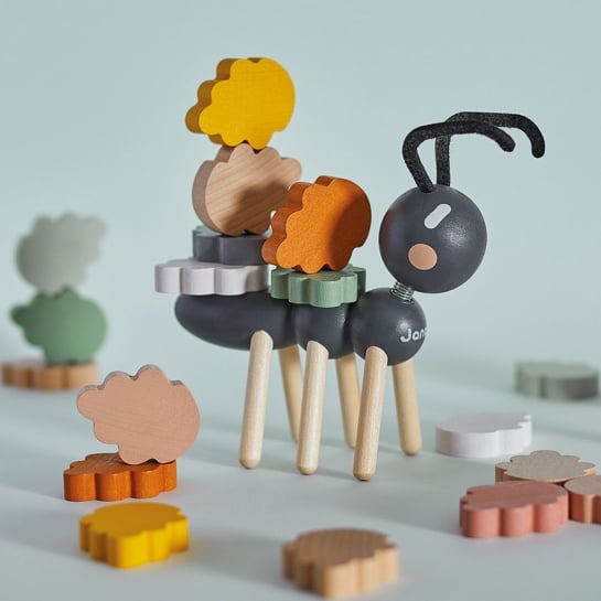 Jeu d’équilibre en bois Janod - Fourmi géante et 20 feuilles - Développe motricité et patience