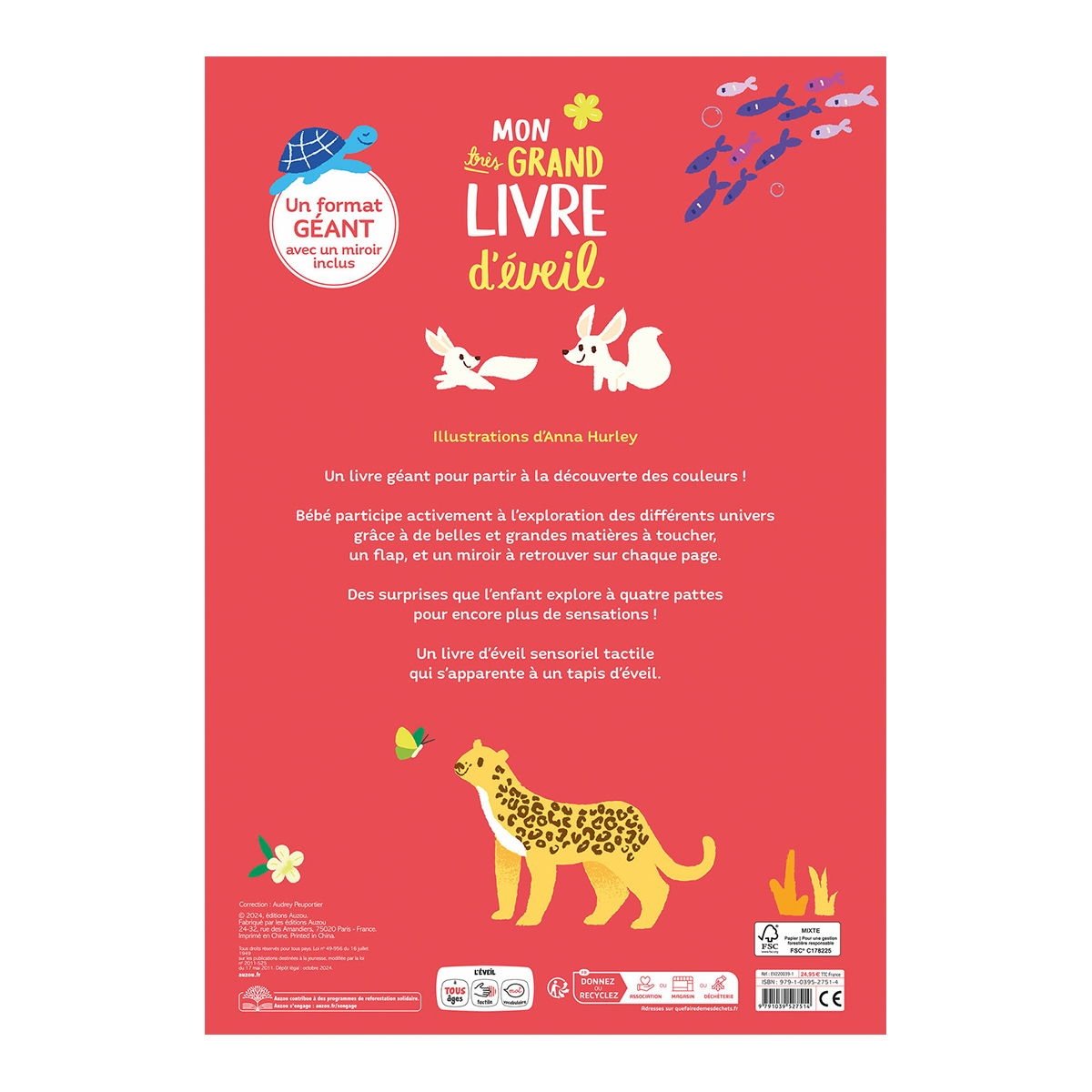 Grand Livre d'Éveil Sensoriel - Tapis d’Éveil Bébé | Matières à Toucher & Couleurs - Développement Sensoriel