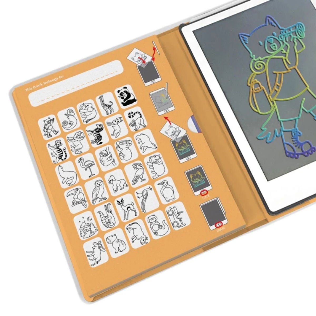 Livre à Dessin Lumineux Kidywolf - Tablette Éducative Nomade | Stylet & Illustrations | Fonctionne à Piles