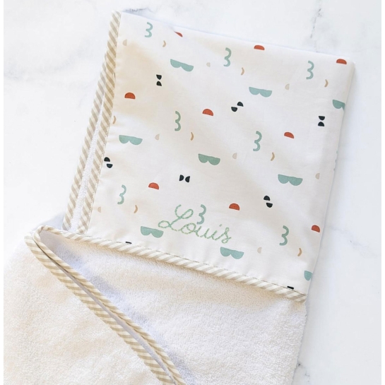 Cape de bain personnalisée Les Fils - Broderie prénom - 100% coton doux - Made in France