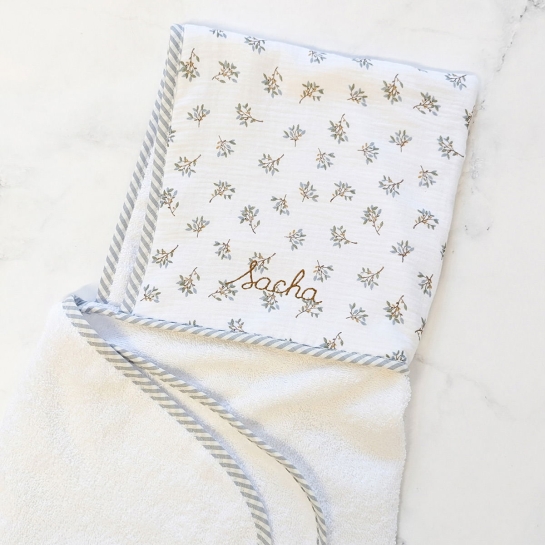 Cape de bain personnalisée Les Fils - Broderie prénom - 100% coton doux - Made in France