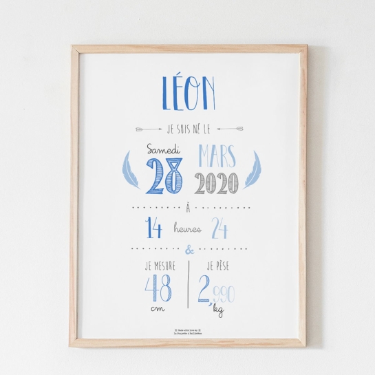 Affiche naissance personnalisée La Poupette à Paillettes - Format A3 ou A4 - Papier photo 230g