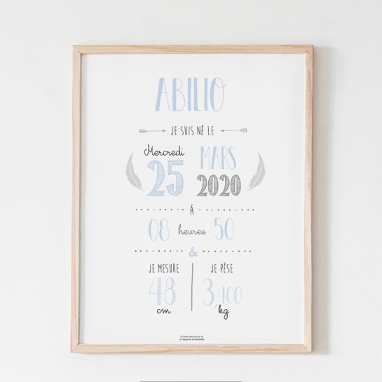 Affiche naissance personnalisée La Poupette à Paillettes - Format A3 ou A4 - Papier photo 230g