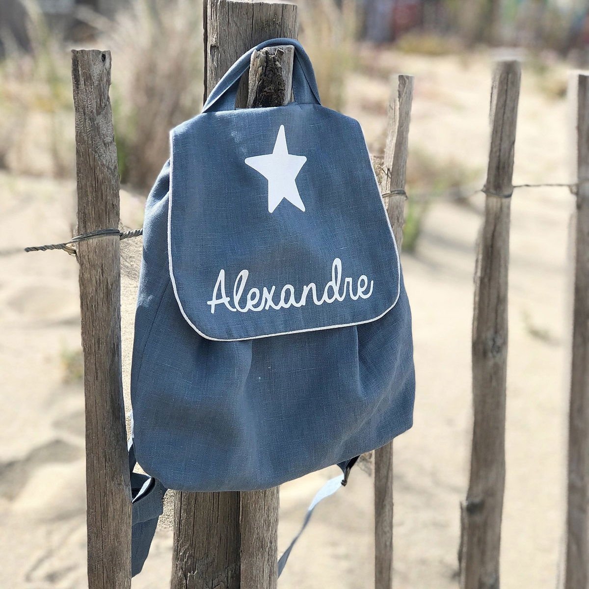 Sac à dos en lin personnalisé Toi-même - Prénom brodé - Idéal crèche & maternelle - Made in France