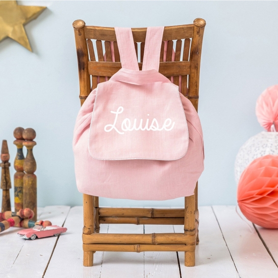Sac à dos en lin personnalisé Toi-même - Prénom brodé - Idéal crèche & maternelle - Made in France