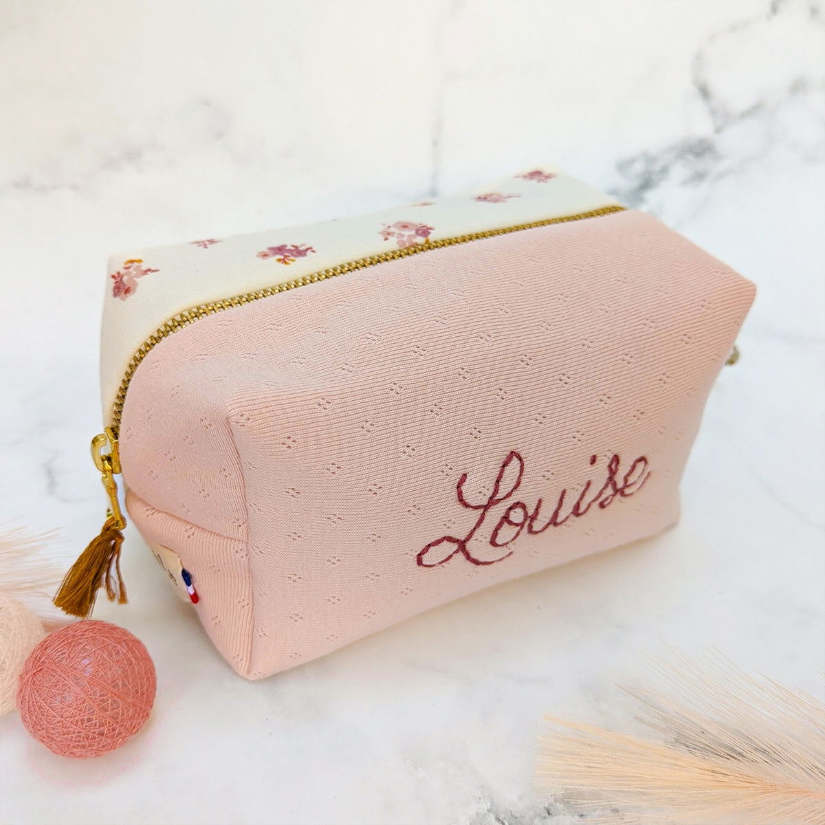 Trousse de Toilette Personnalisée - Coton Brodé à la Main | Rangement Bébé & Voyage - Fabriqué en France - Les Fils (Les Fils) - Image 5