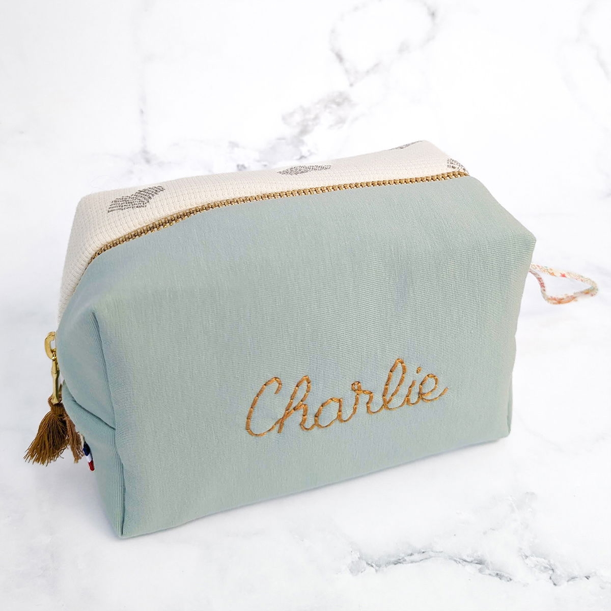 Trousse de Toilette Personnalisée - Coton Brodé à la Main | Rangement Bébé & Voyage - Fabriqué en France - Les Fils (Les Fils) - Image 6