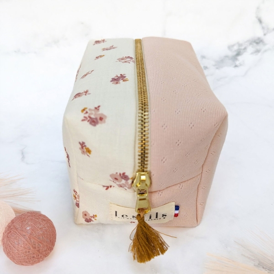 Trousse de Toilette Personnalisée - Coton Brodé à la Main | Rangement Bébé & Voyage - Fabriqué en France