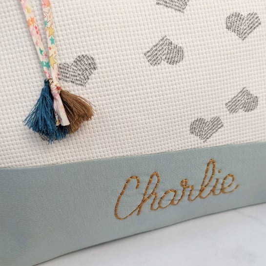 Trousse de Toilette Personnalisée - Coton Brodé à la Main | Rangement Bébé & Voyage - Fabriqué en France