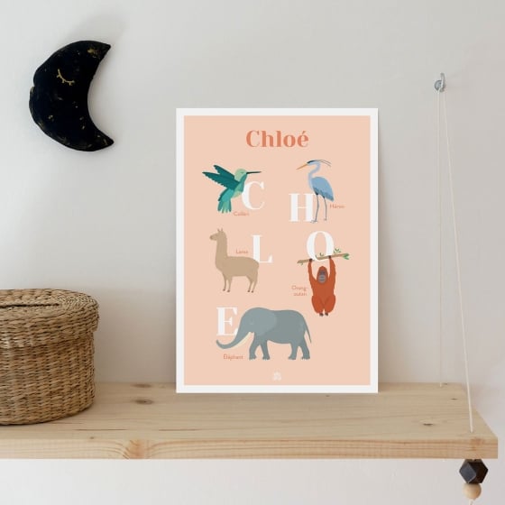 Affiche Abécédaire Animaux Personnalisable - Décoration Murale Enfant | Éducation Ludique - Imprimé en France