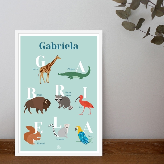Affiche Abécédaire Animaux Personnalisable - Décoration Murale Enfant | Éducation Ludique - Imprimé en France
