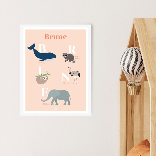 Affiche Abécédaire Animaux Personnalisable - Décoration Murale Enfant | Éducation Ludique - Imprimé en France