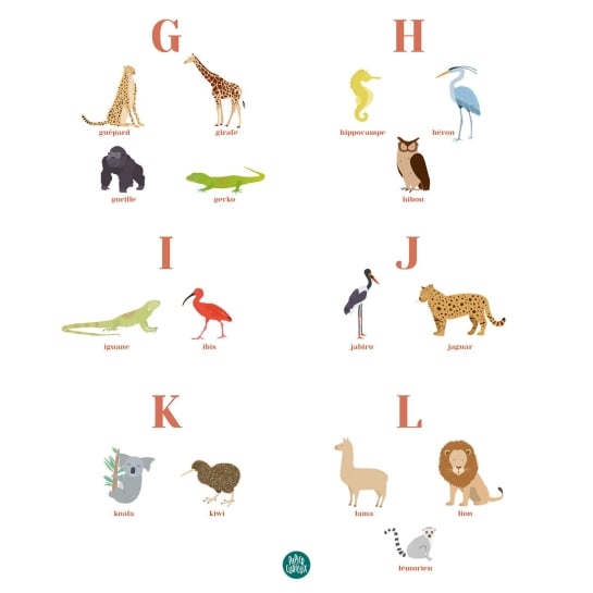 Affiche Abécédaire Animaux Personnalisable - Décoration Murale Enfant | Éducation Ludique - Imprimé en France