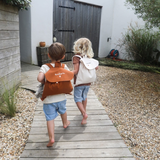Sac à Dos Enfant Personnalisable - Gaze de Coton Léger | Crèche, Maternelle & Sorties - Fabriqué au Portugal