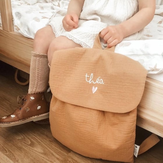 Sac à Dos Enfant Personnalisable - Gaze de Coton Léger | Crèche, Maternelle & Sorties - Fabriqué au Portugal