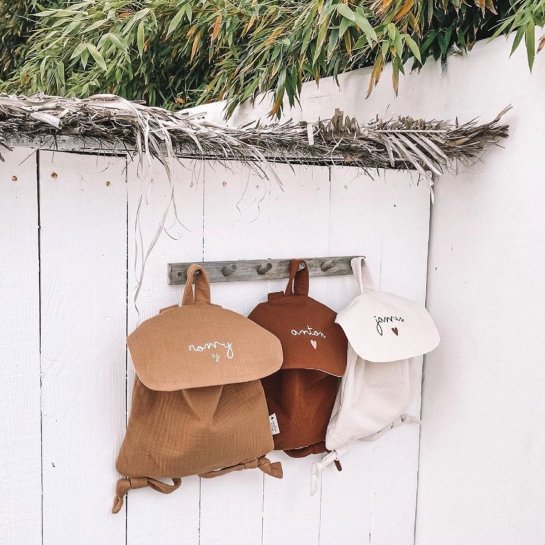 Sac à Dos Enfant Personnalisable - Gaze de Coton Léger | Crèche, Maternelle & Sorties - Fabriqué au Portugal