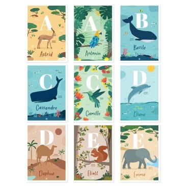 Affiche personnalisée initiale animaux Image 39737