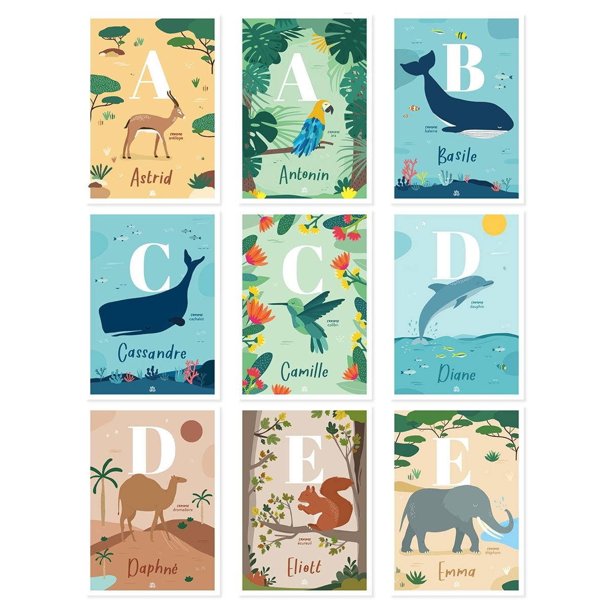 Papier Curieux - Affiche personnalisée initiale animaux - Papier Curieux