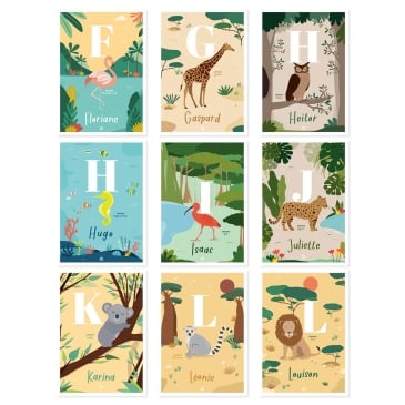 Affiche personnalisée initiale animaux Image 39738