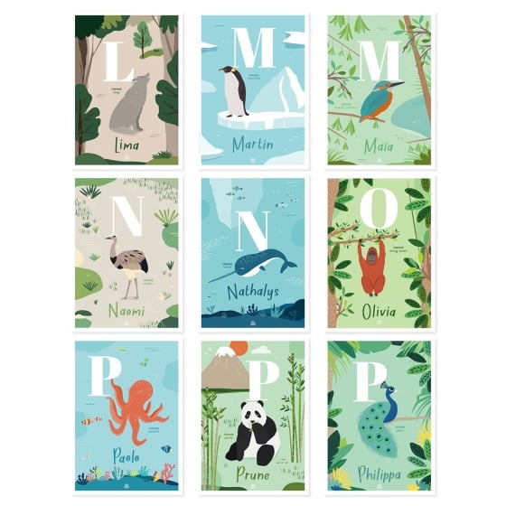 Affiche personnalisée initiale animaux - Les Raffineurs