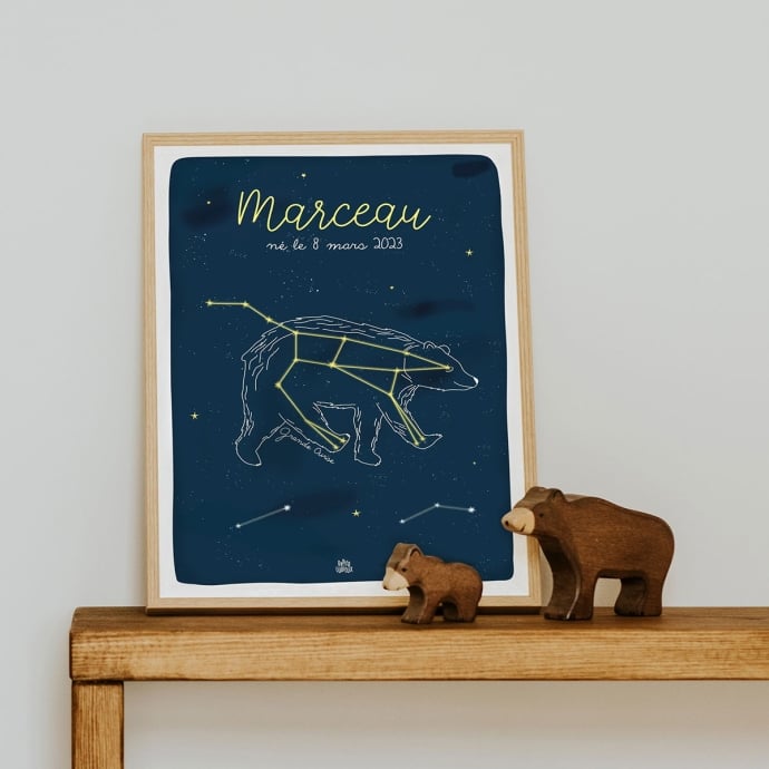 Affiche personnalisée constellations Papier Curieux - Prénom & constellation au choix - Made in France