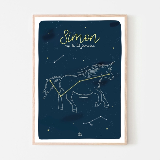 Affiche personnalisée constellations Papier Curieux - Prénom & constellation au choix - Made in France