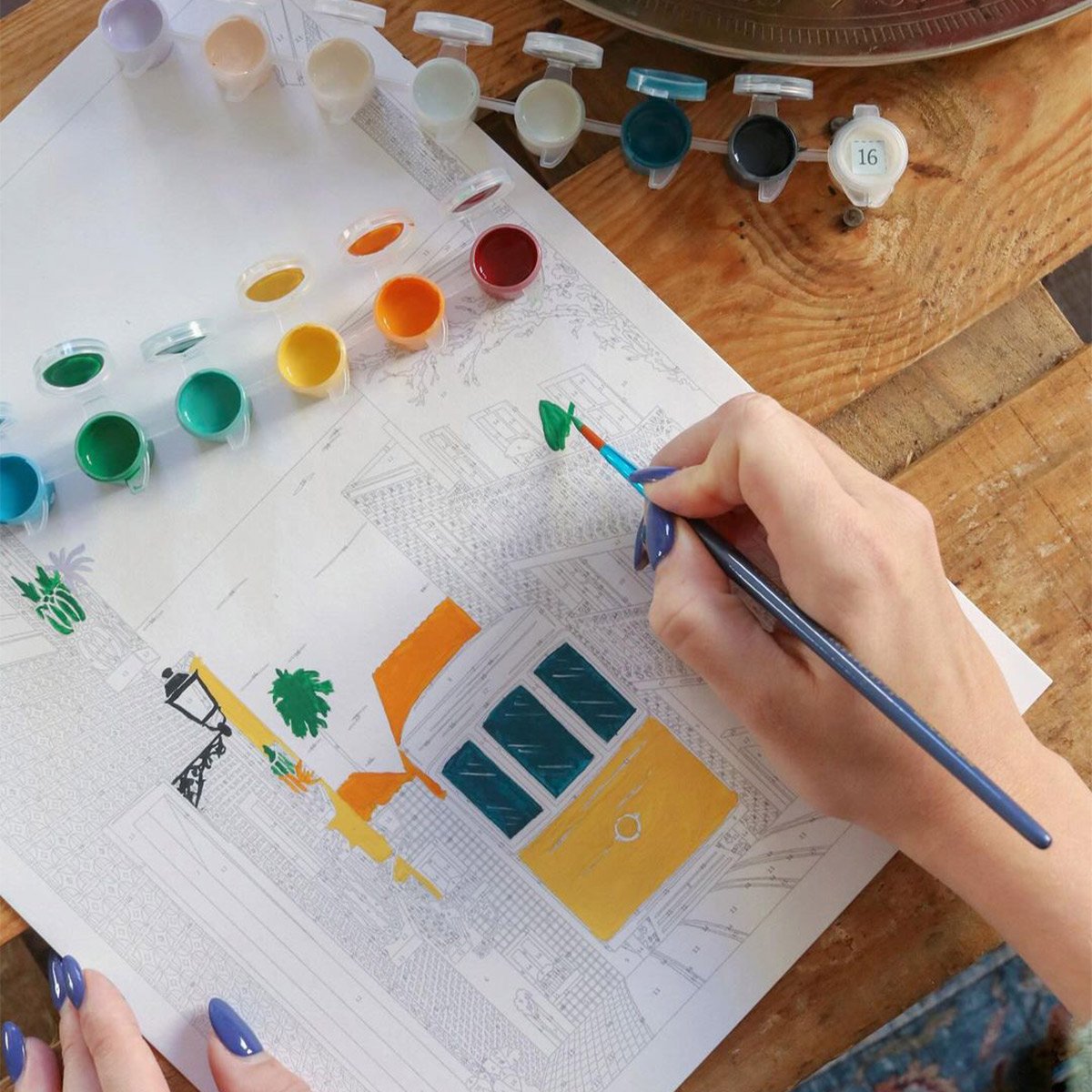 Set de peinture au numéro - Lisbonne - Activité créative et relaxante - Peinture écologique fabriquée en France